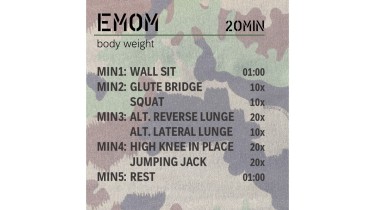 Lower body workout: EMOM 20min - body weight